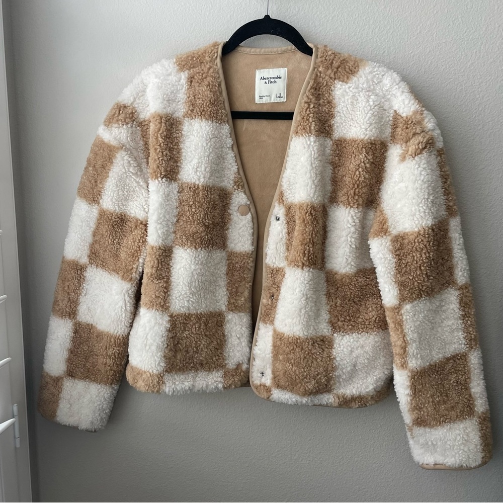NWT Abercrombie & Fitch Checkered Sherpa Jacket